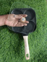 Egg fry pan with lid 4 hole - Image 2